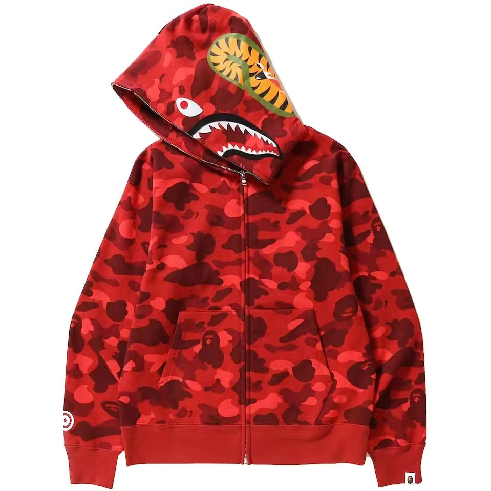 BAPE Red Camo Shark Full Zip Hoodie