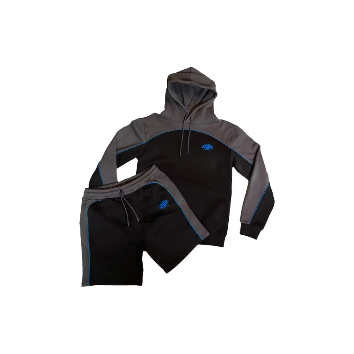 Syna World Pipe Hood and Short Set - Black/Grey/Blue