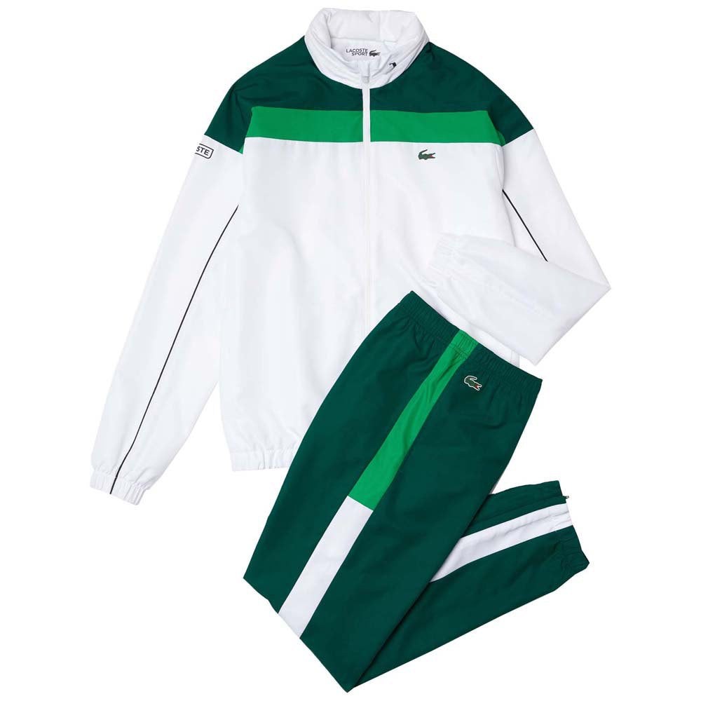 Black and best sale white lacoste tracksuit