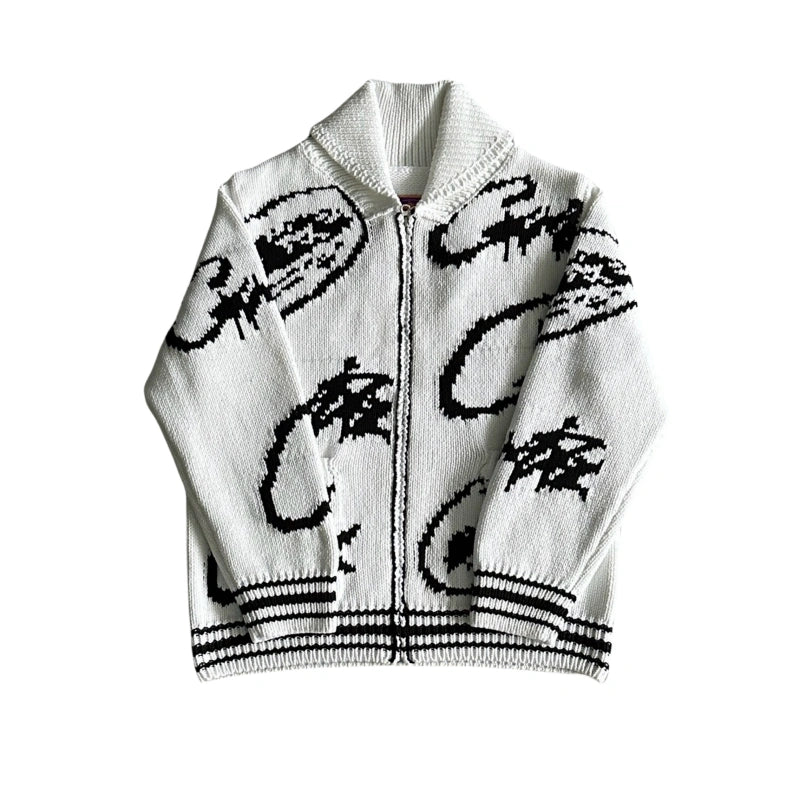 Corteiz VVS Heavy Knit Zip - White